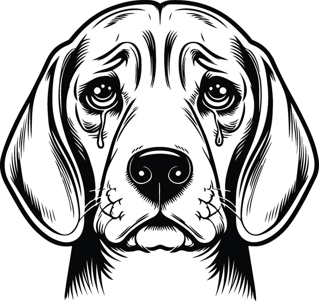 A dog's face with a sad expression vector