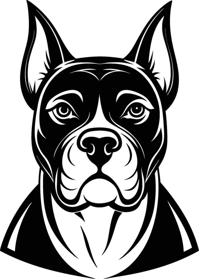 A black and white dog head with a big nose vector