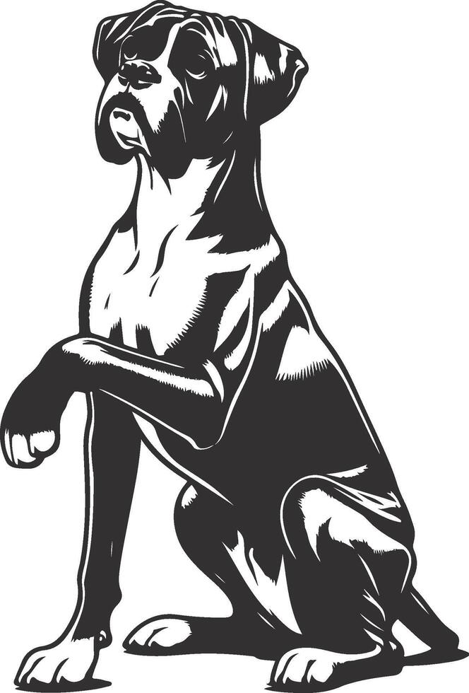 A black and white drawing of a boxer dog vector