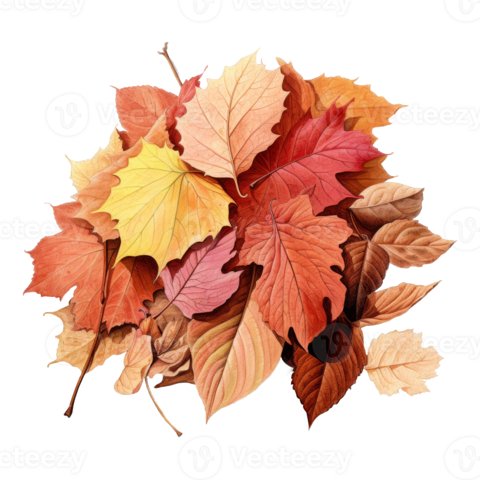 Pile of Dead Autumn Leaves Isolated on a Transparent Background png
