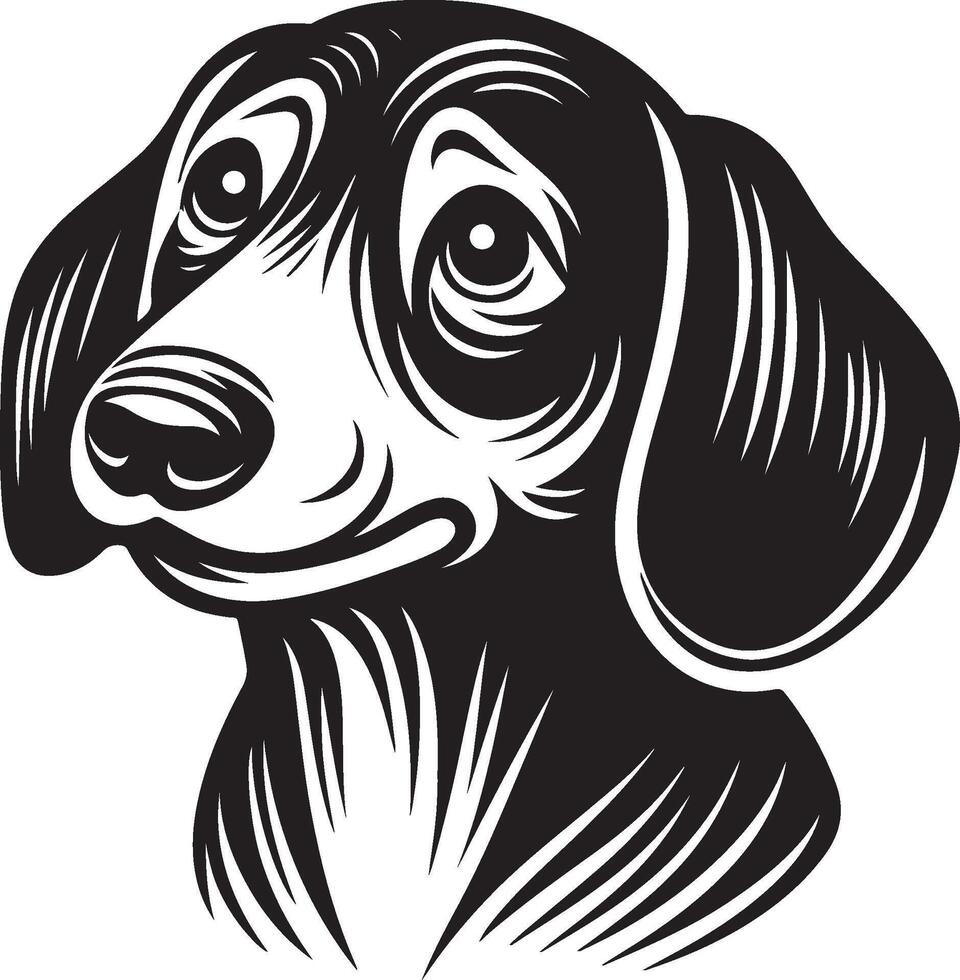 A black and white illustration of a dachshund dog vector