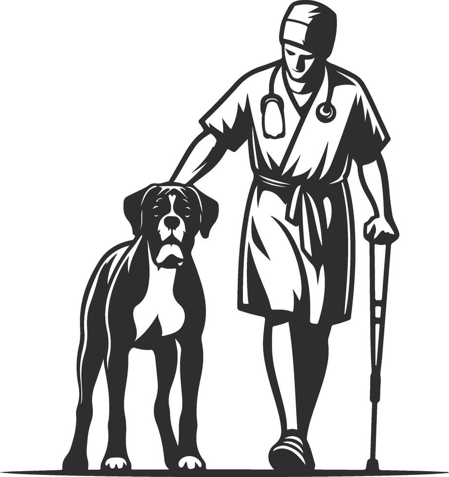 Veterinarian with dog illustration vector