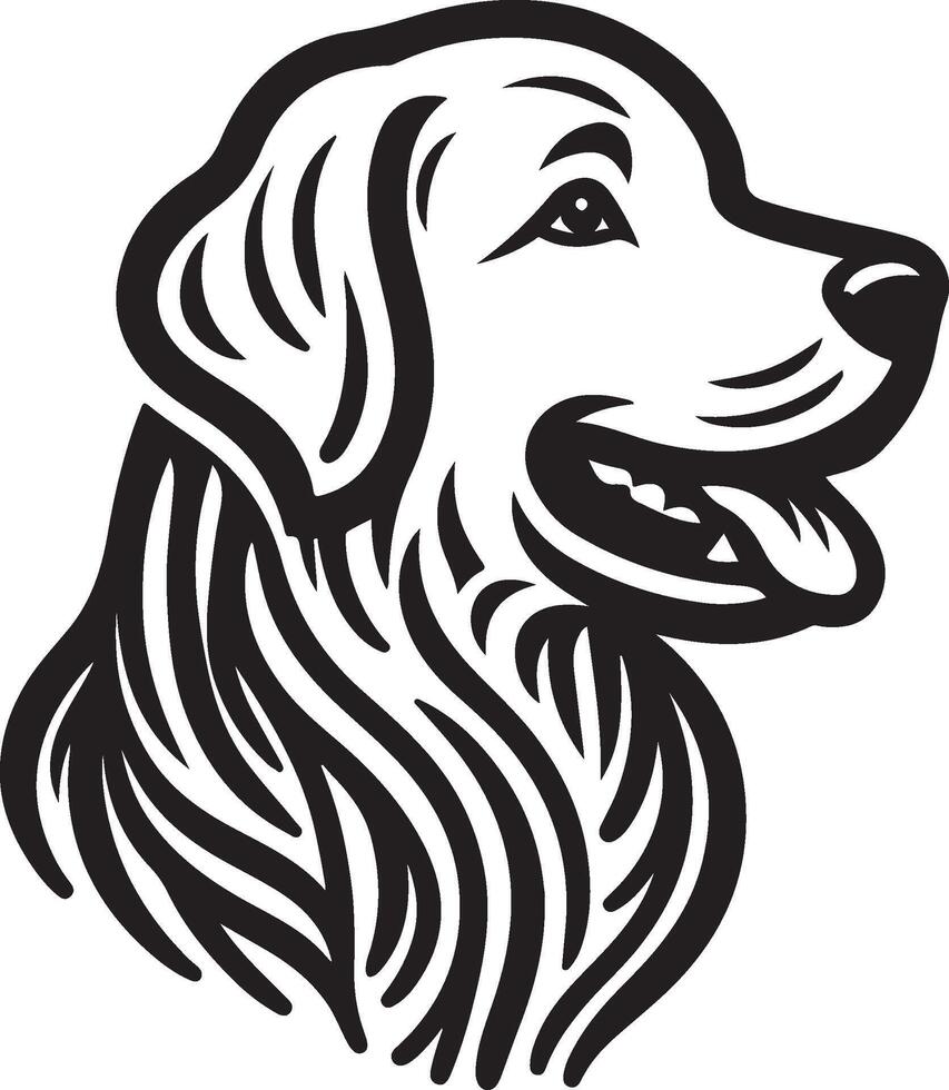 A black and white drawing of a dog's head vector