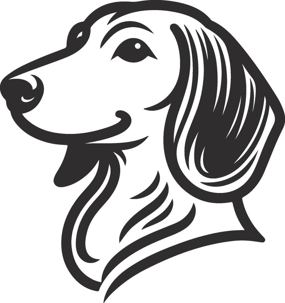 A black and white drawing of a dachshund dog vector