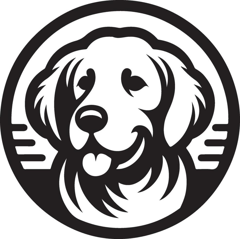A dog head in a circle with a black and white background vector