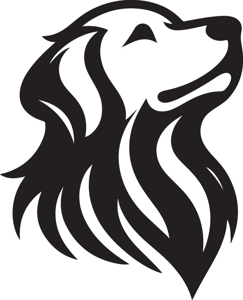 A dog head logo with a black and white design vector