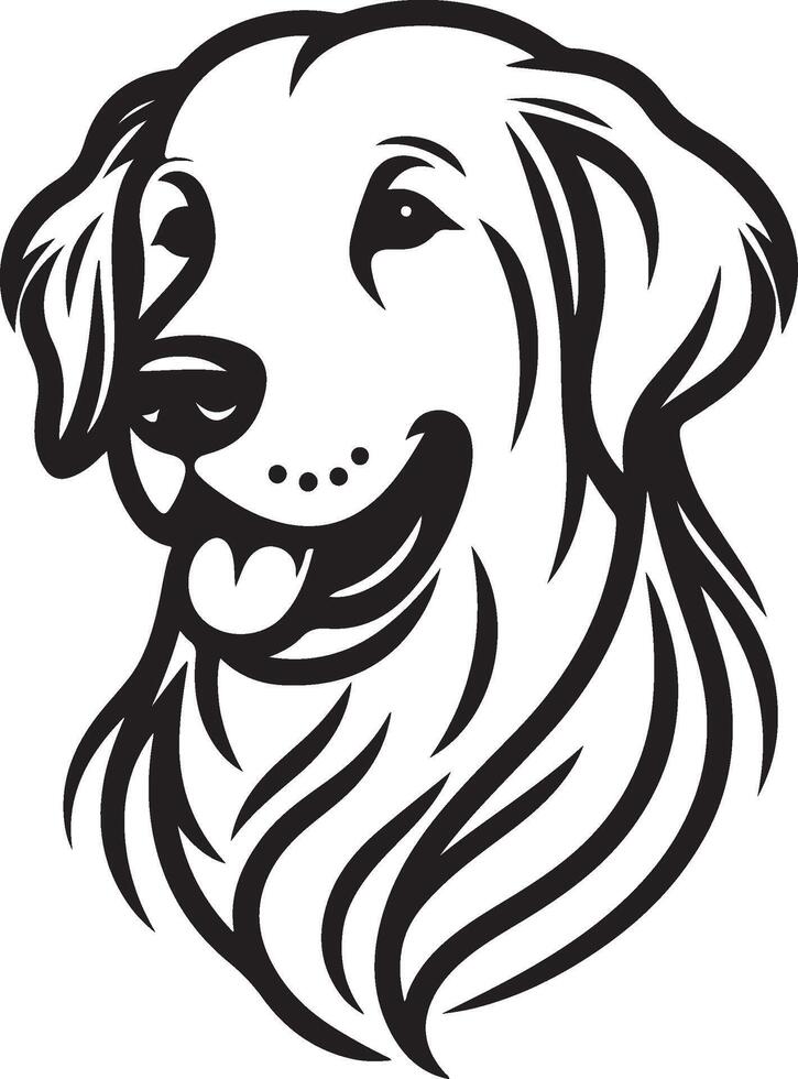 A dog's head is shown in black and white vector