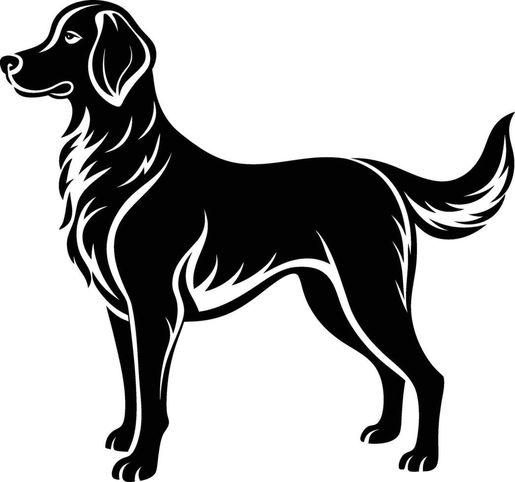 A black and white dog silhouette on a white background vector