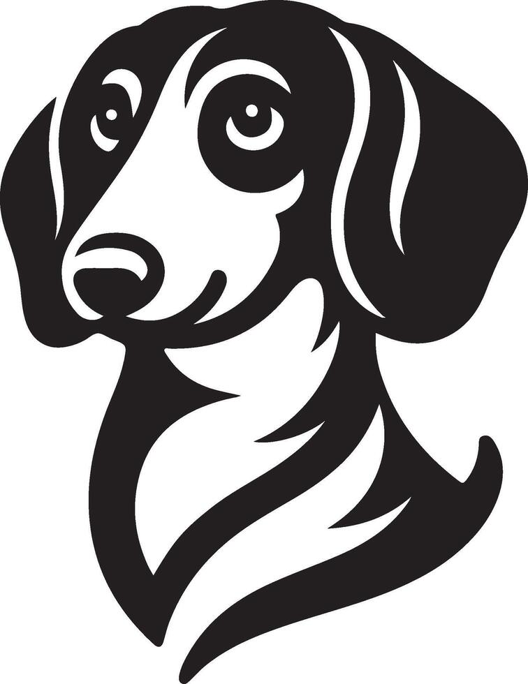 A black and white dachshund dog head vector