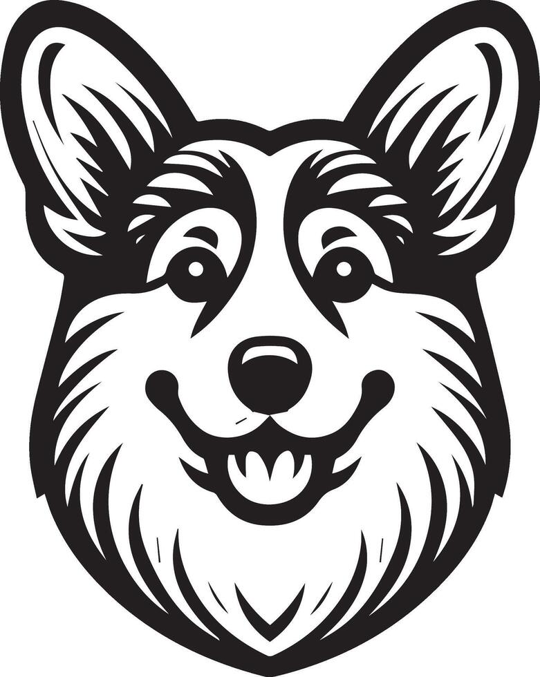 A black and white image of a dog's head vector