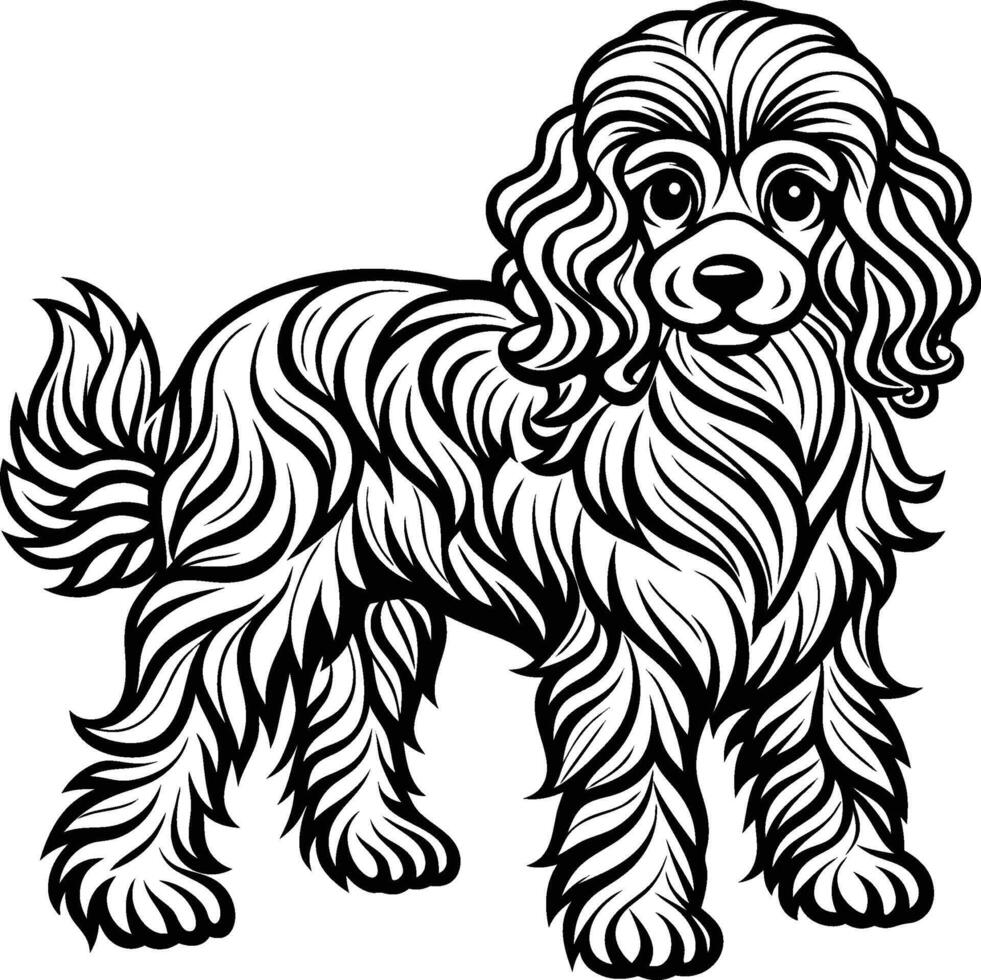 A dog with long hair and a long tail vector