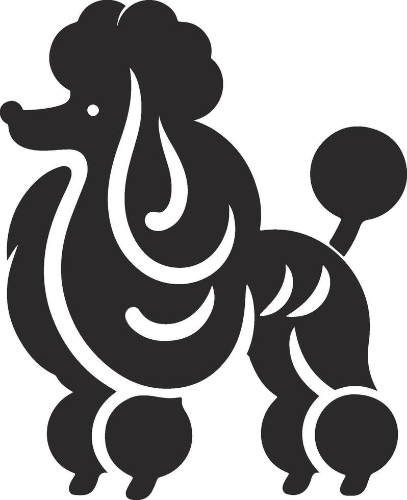 A black and white poodle dog silhouette on a white background vector