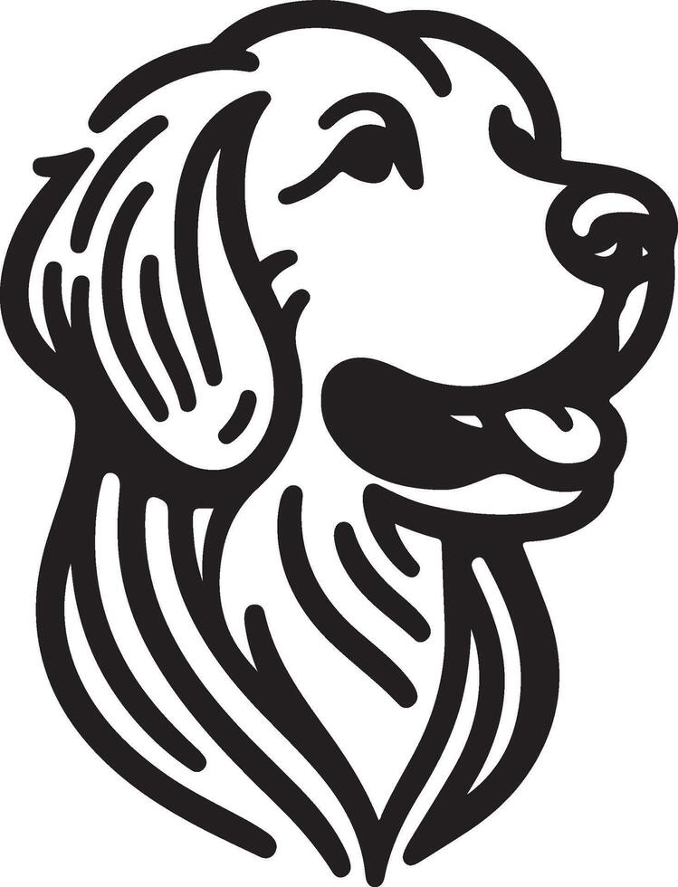 A black and white drawing of a dog's head vector