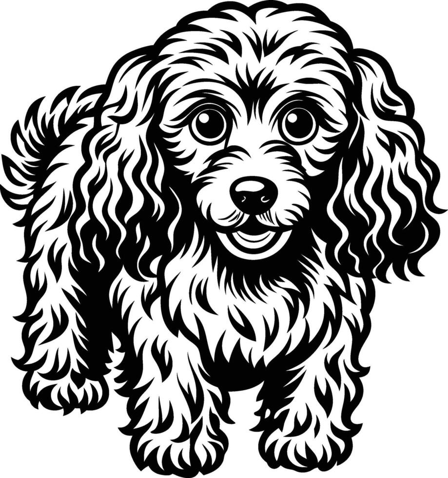 A black and white dog with big eyes vector