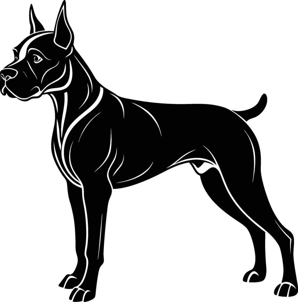 A black and white drawing of a dog vector