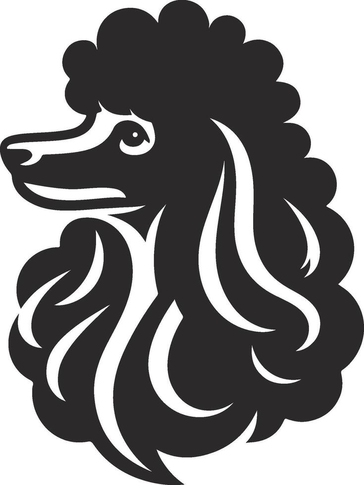 A black and white poodle head logo vector