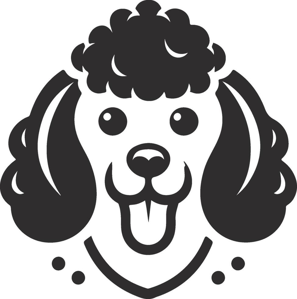 A black and white poodle dog head icon vector