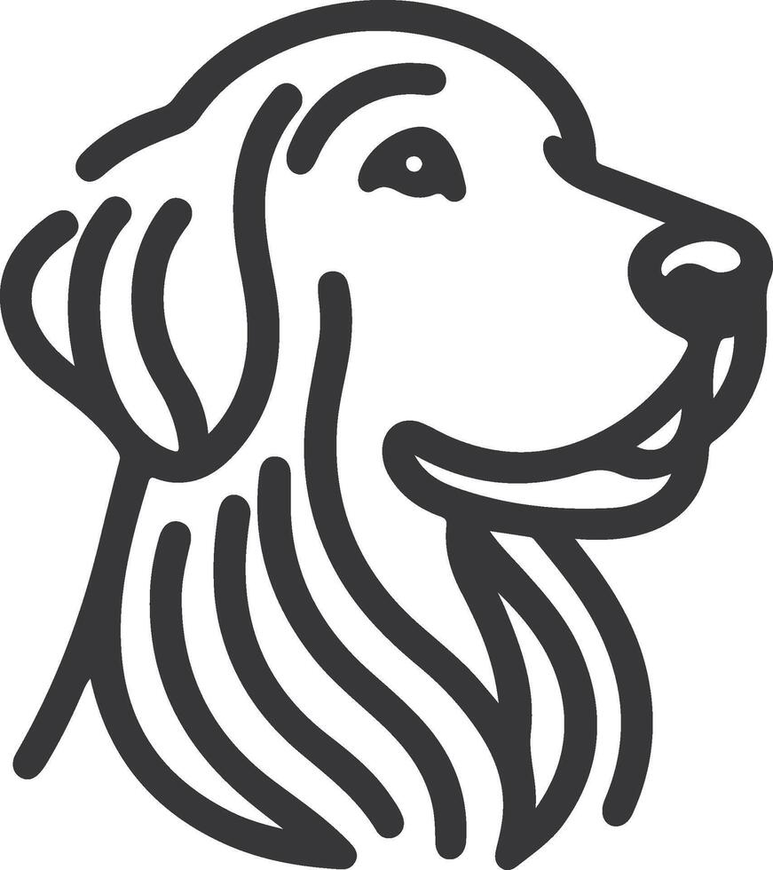 A dog's head is shown in a black and white drawing vector