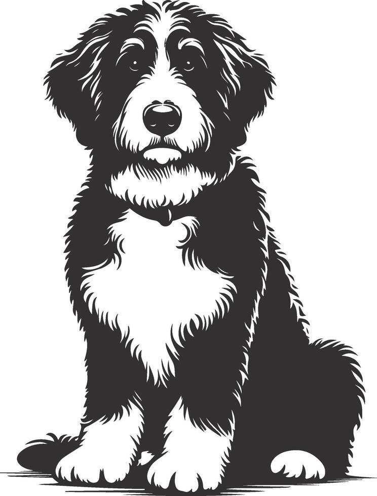 A black and white drawing of a dog vector