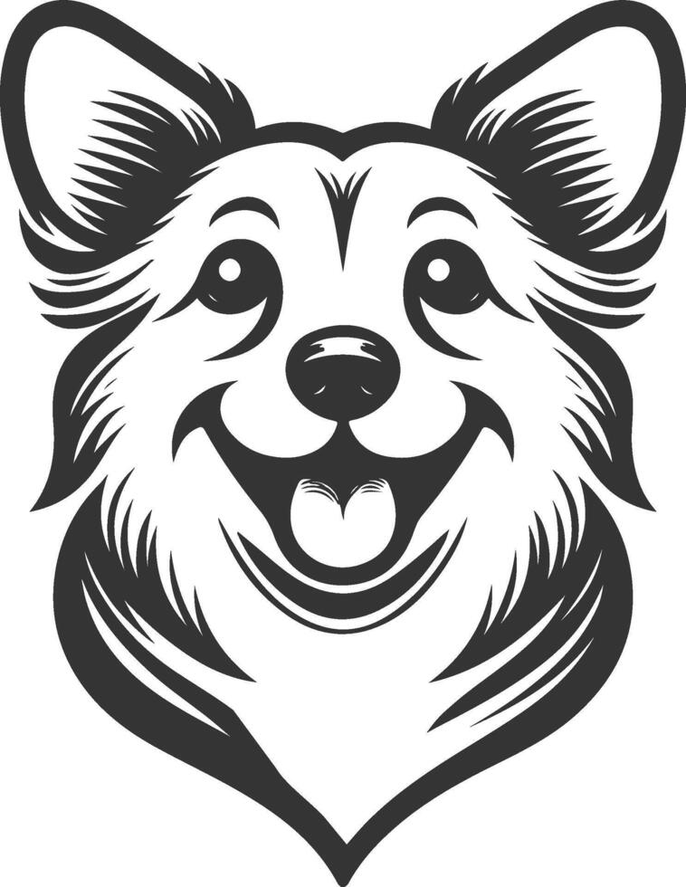 A black and white image of a dog's head vector