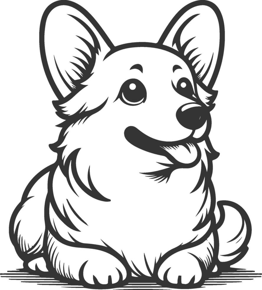 A cute dog is sitting in a drawing style vector