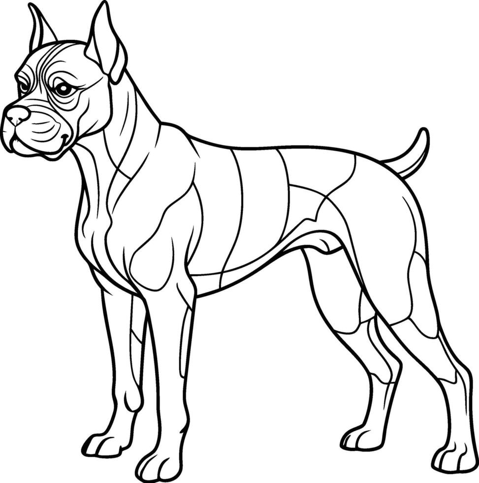 A dog coloring page with a black and white outline vector