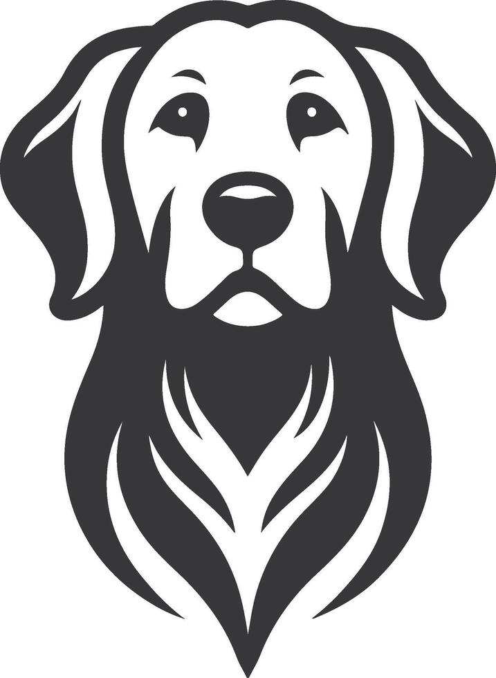 A dog head logo with a black and white design vector
