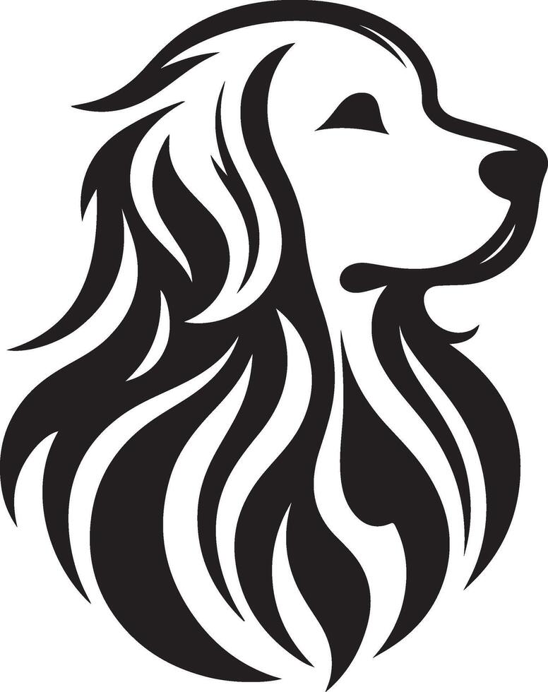 A dog head with long hair on a white background vector