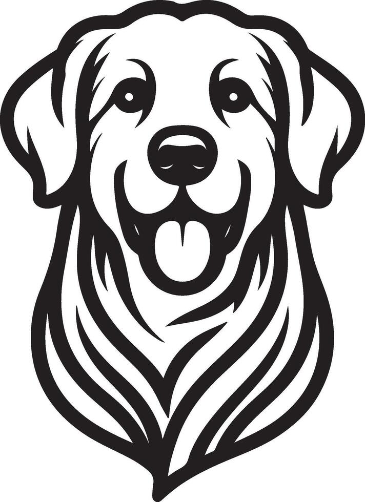 A black and white illustration of a dog's head vector