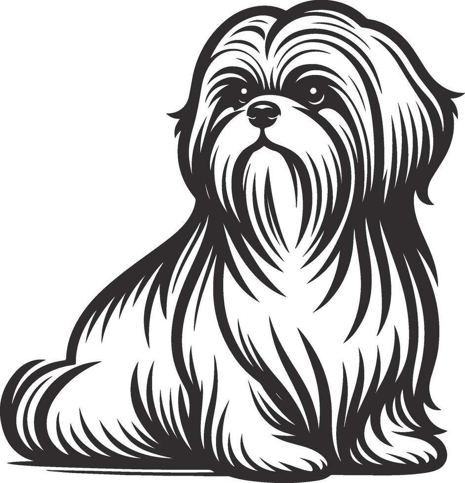 Shih Tzu poses Very cute silhouette Dog Design vector