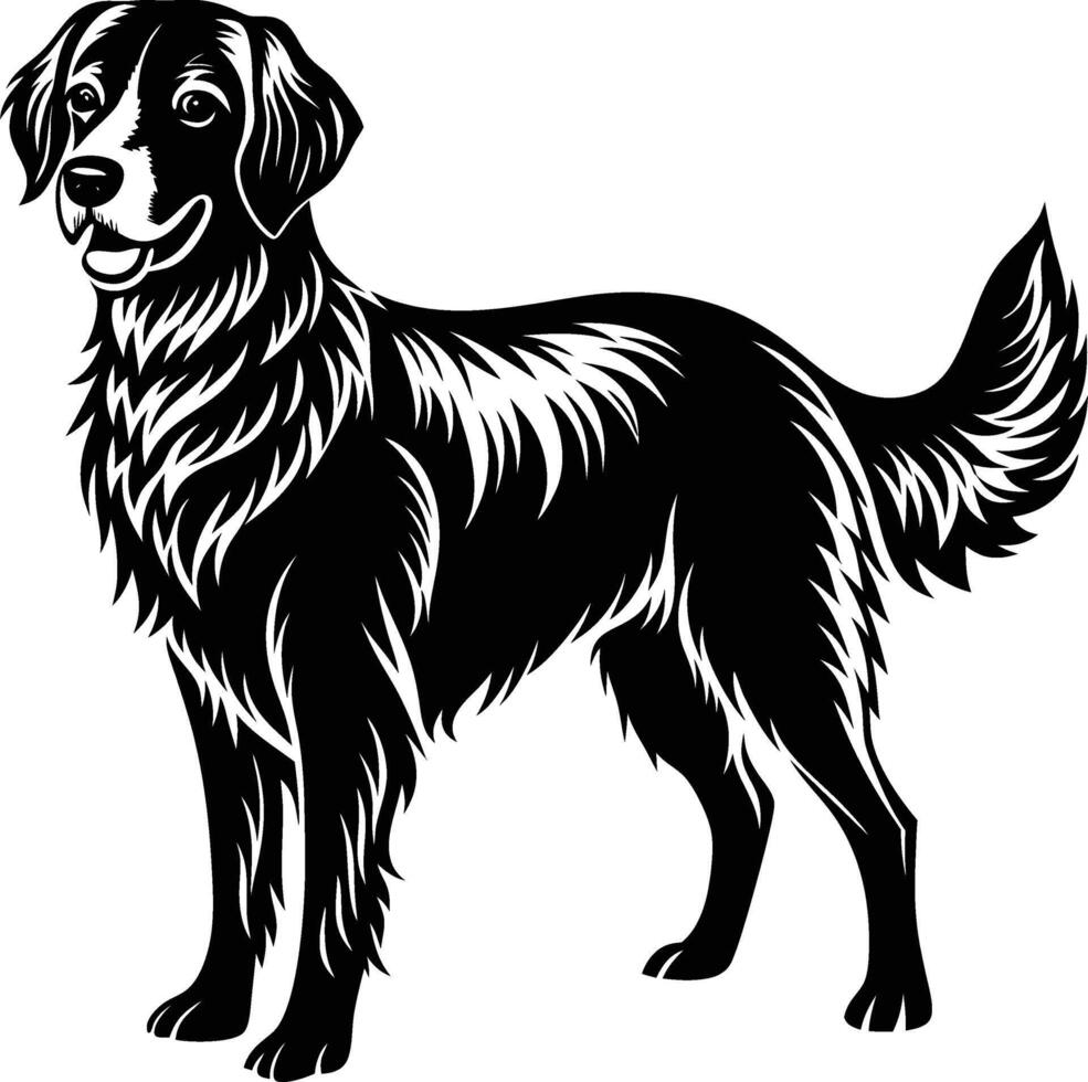 Black and white dog silhouette on a white background vector