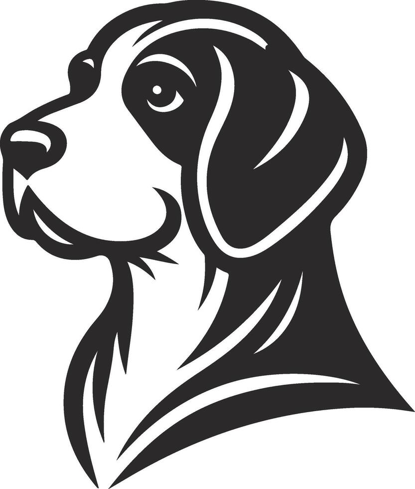 A black and white dog head on a white background vector