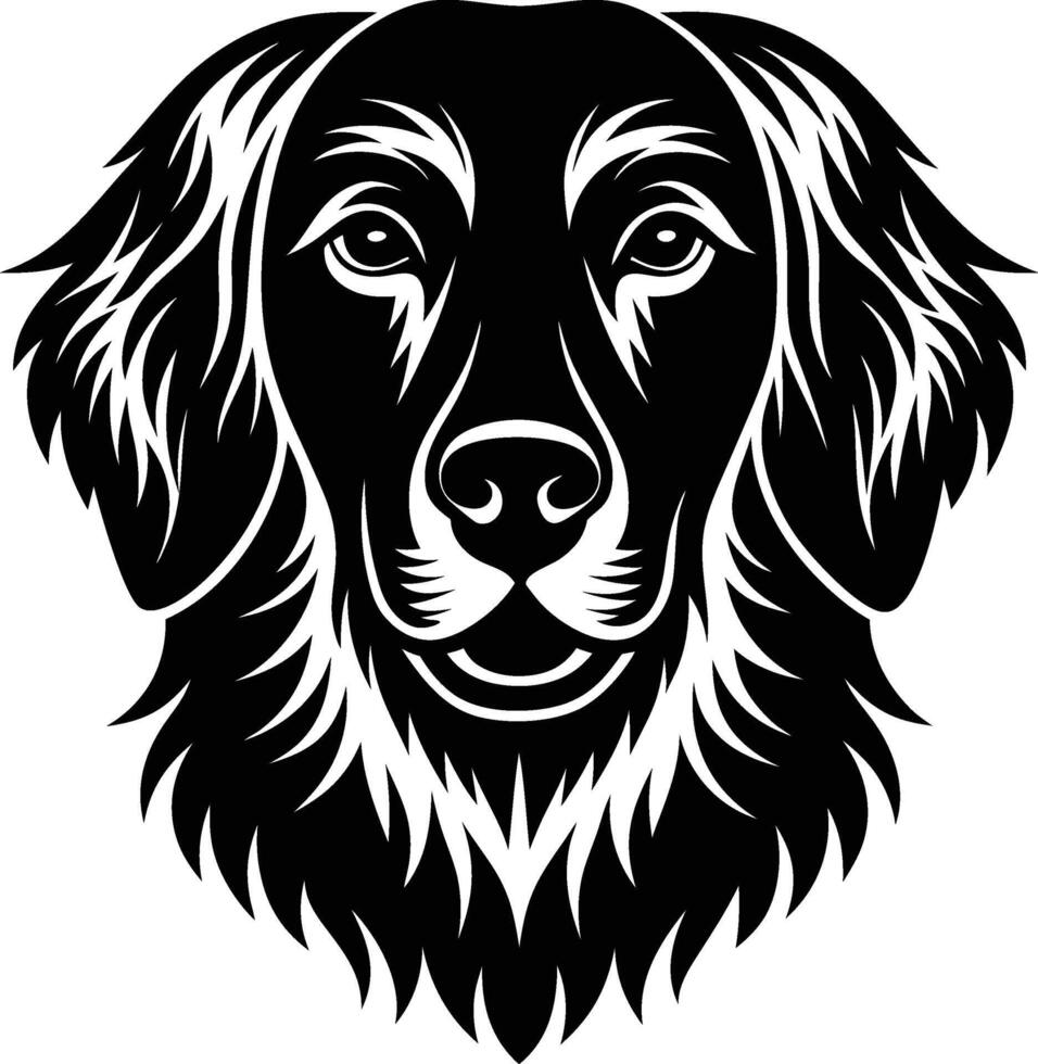 A dog head with long hair and a black and white vector