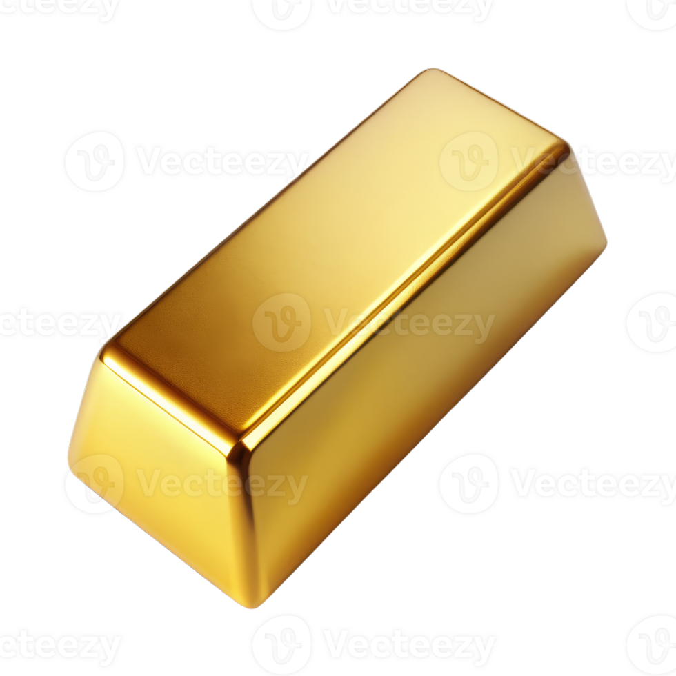 A gold bar with a shiny surface png