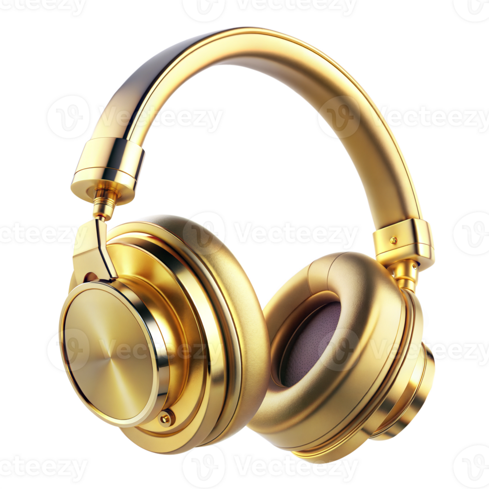 un' paio di oro cuffie con un' oro gruppo musicale png