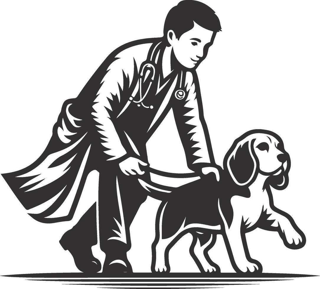 Vet doctor with dog illustration vector