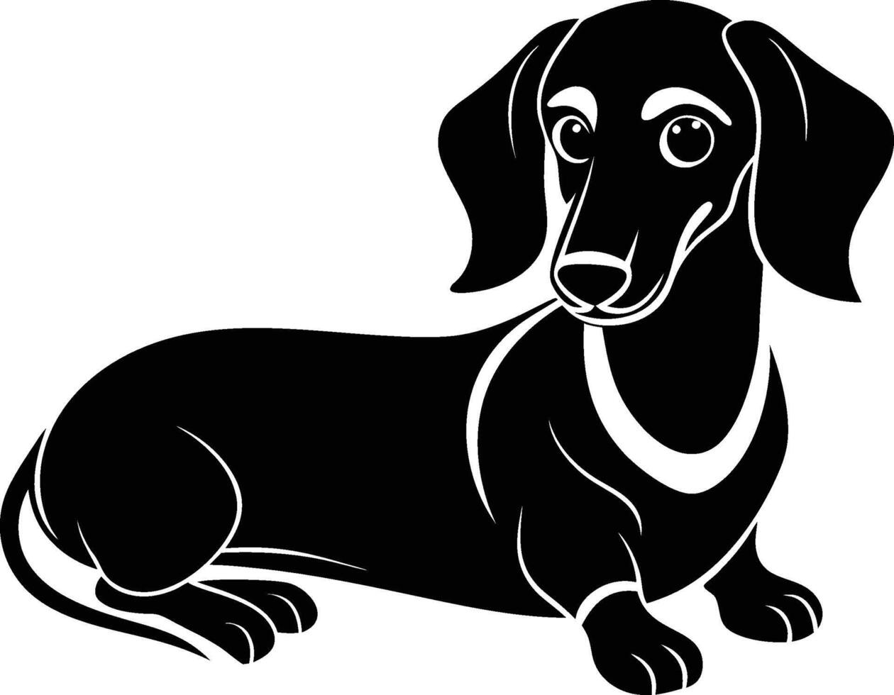 A black and white dachshund dog is sitting vector