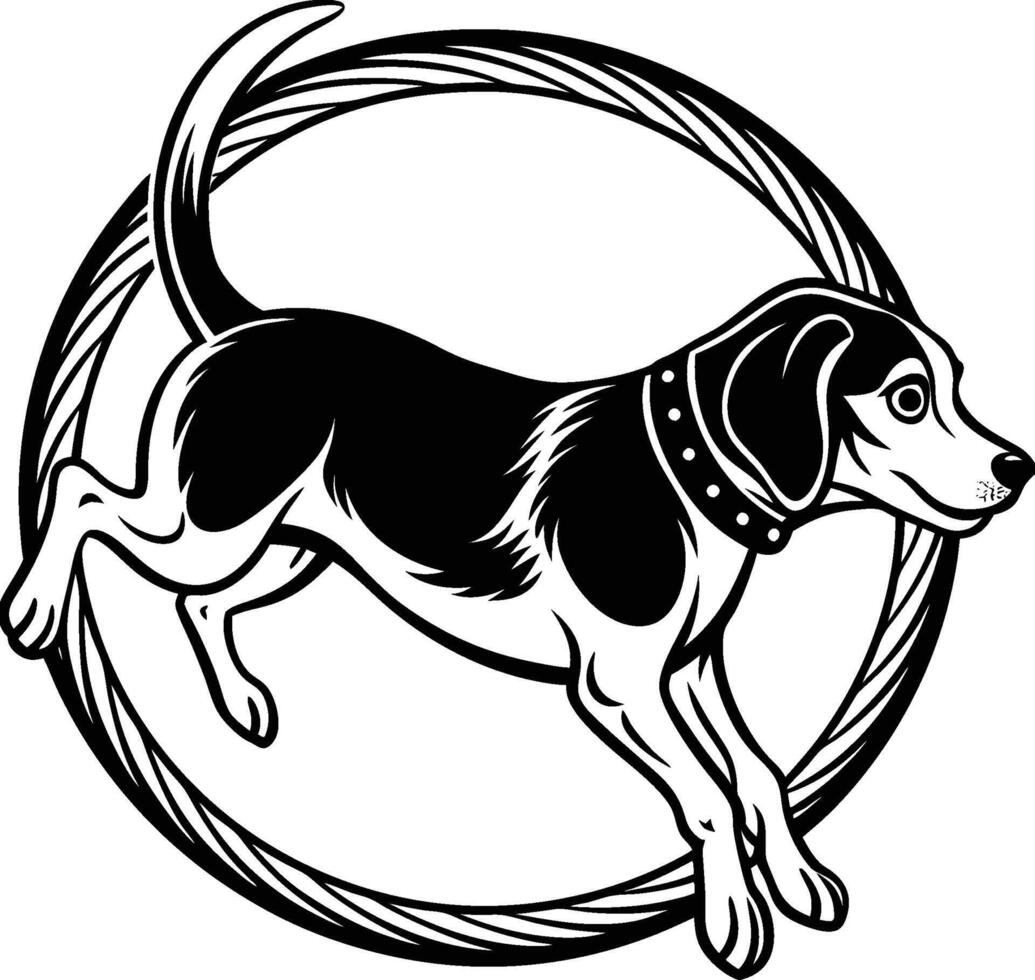 A dog jumping in a ring with a rope vector