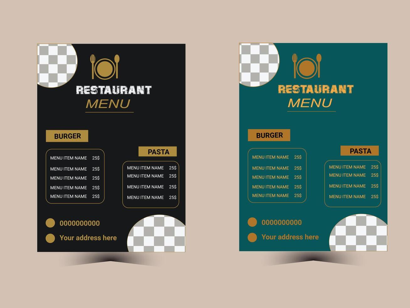Modern restaurant menu for fast food vector