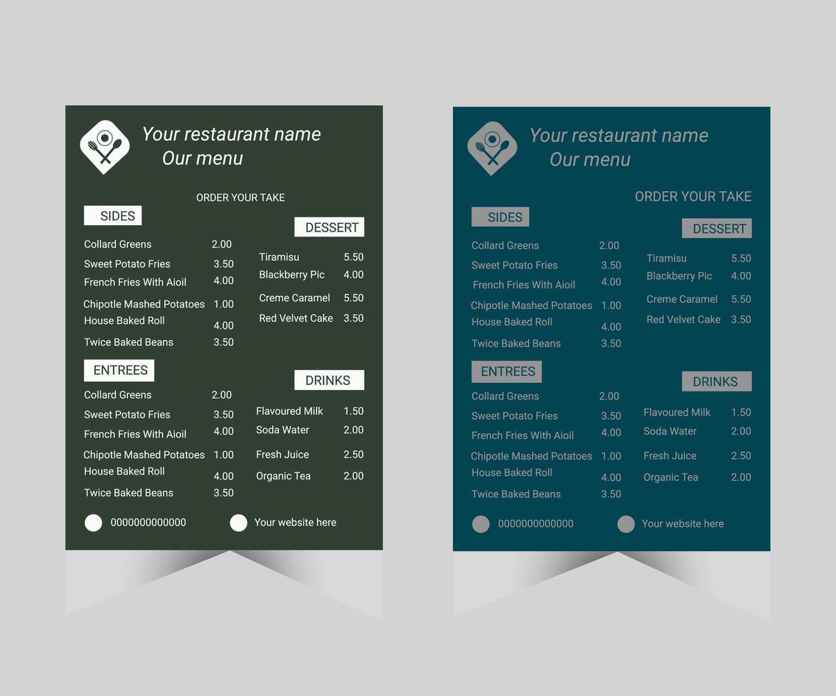 Beautiful food menu design template vector