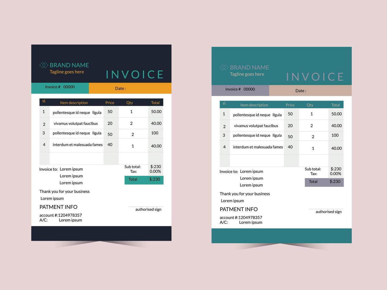 Invoice template,invoice,payment receipt. vector