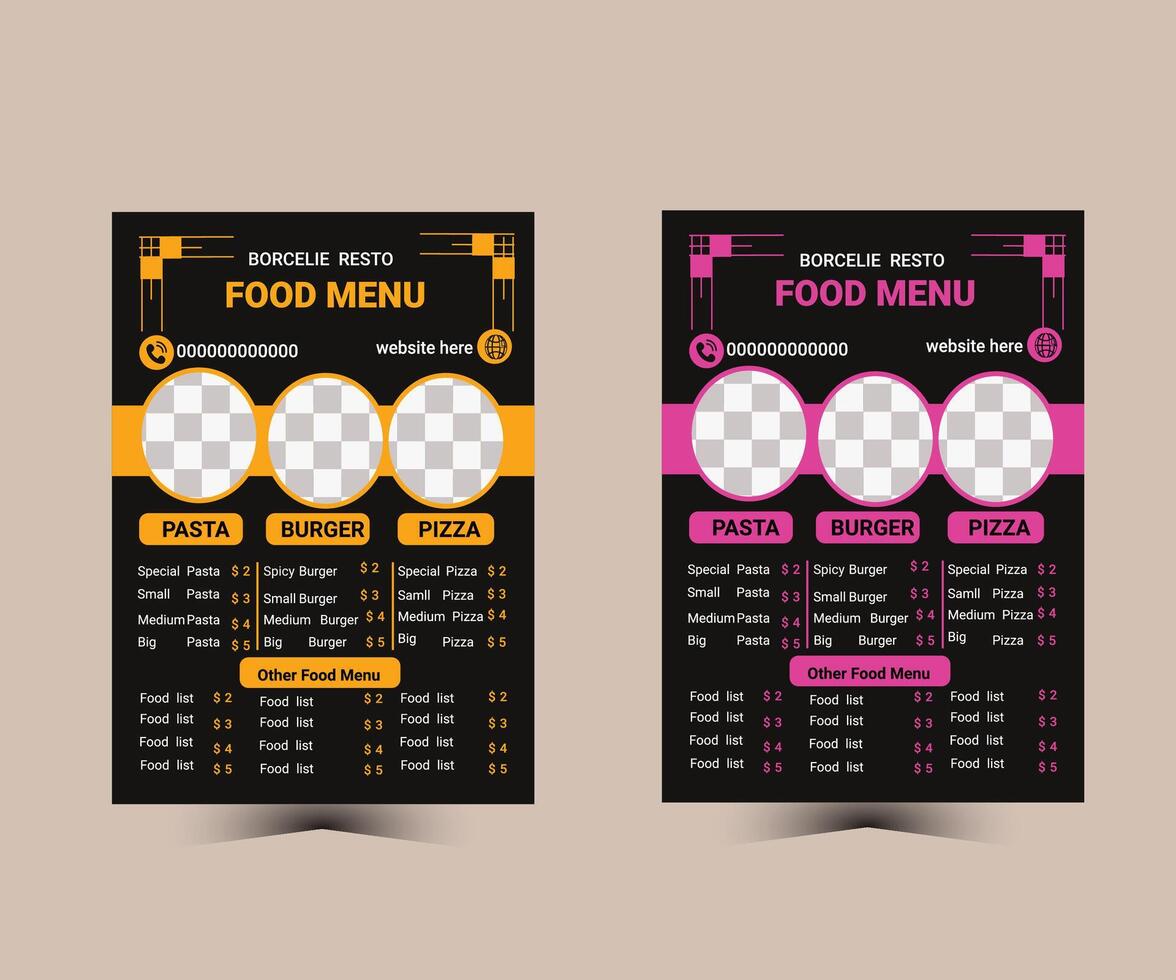 Restaurant menu template. vector