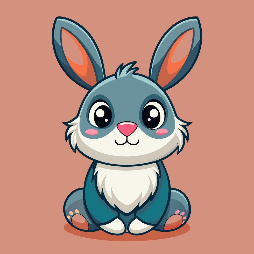a cartoon bunny sitting down on a brown background vector