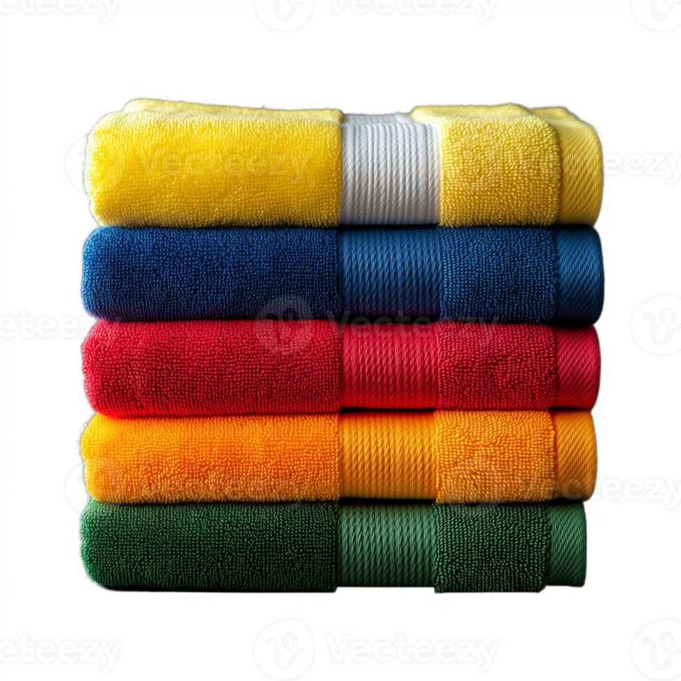 A stack of towels in various colors png