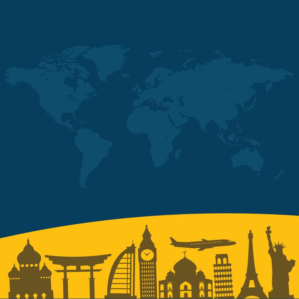 travel background template Happy World Tourism Day Celebration . vector