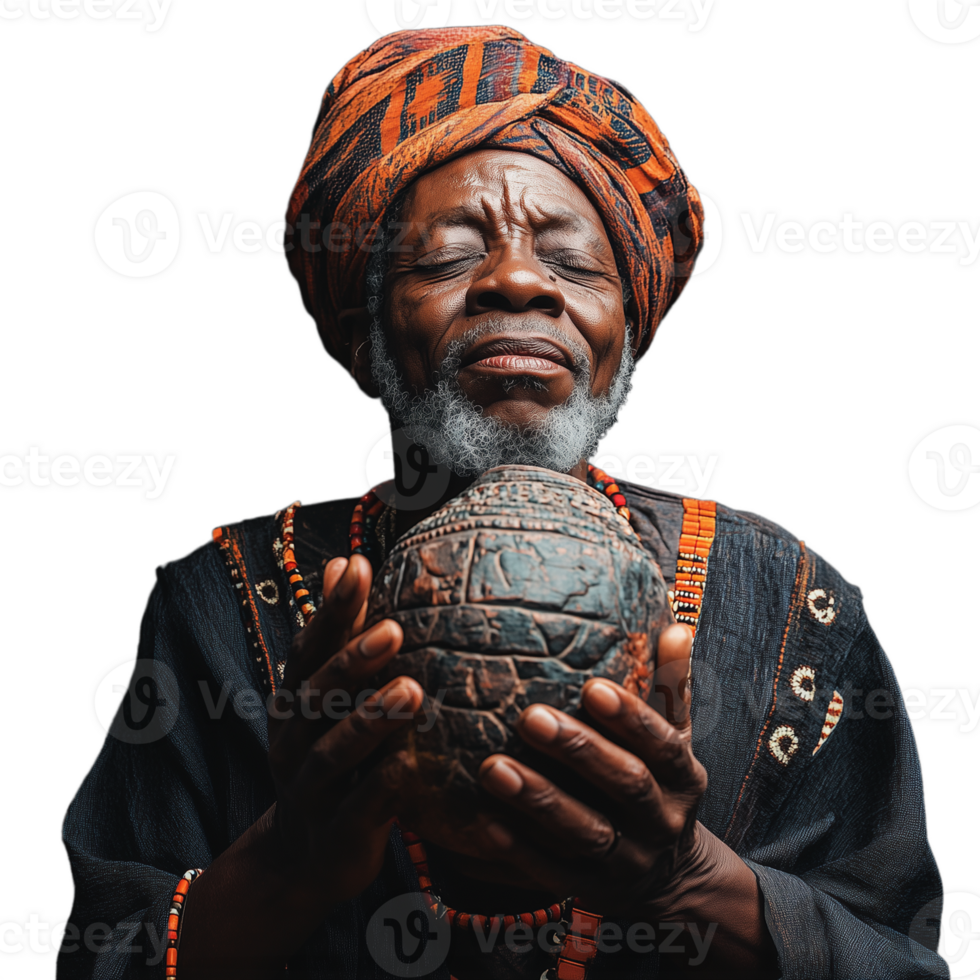 A man wearing a turban is holding a large, old-looking clay pot png