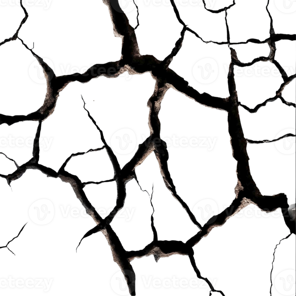 The image is a close up of a cracked and broken surface png