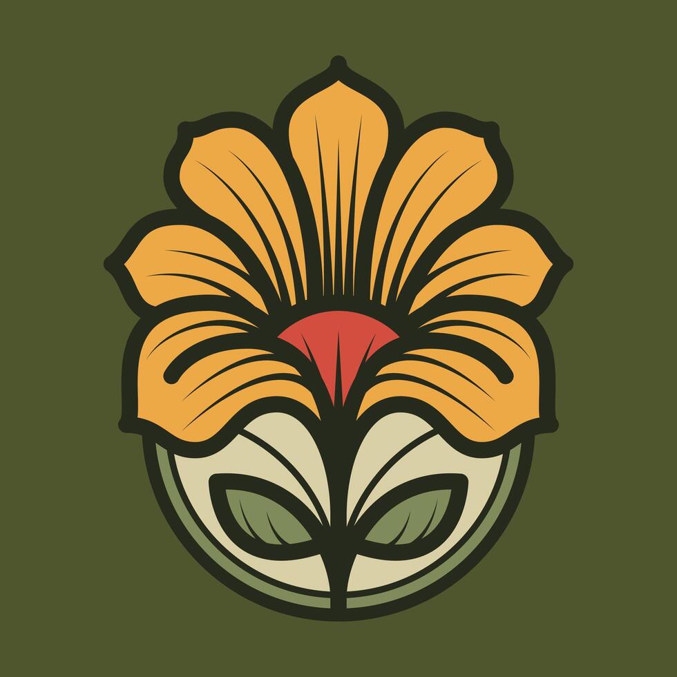 Flat Illustrations of Art Deco Flower vector