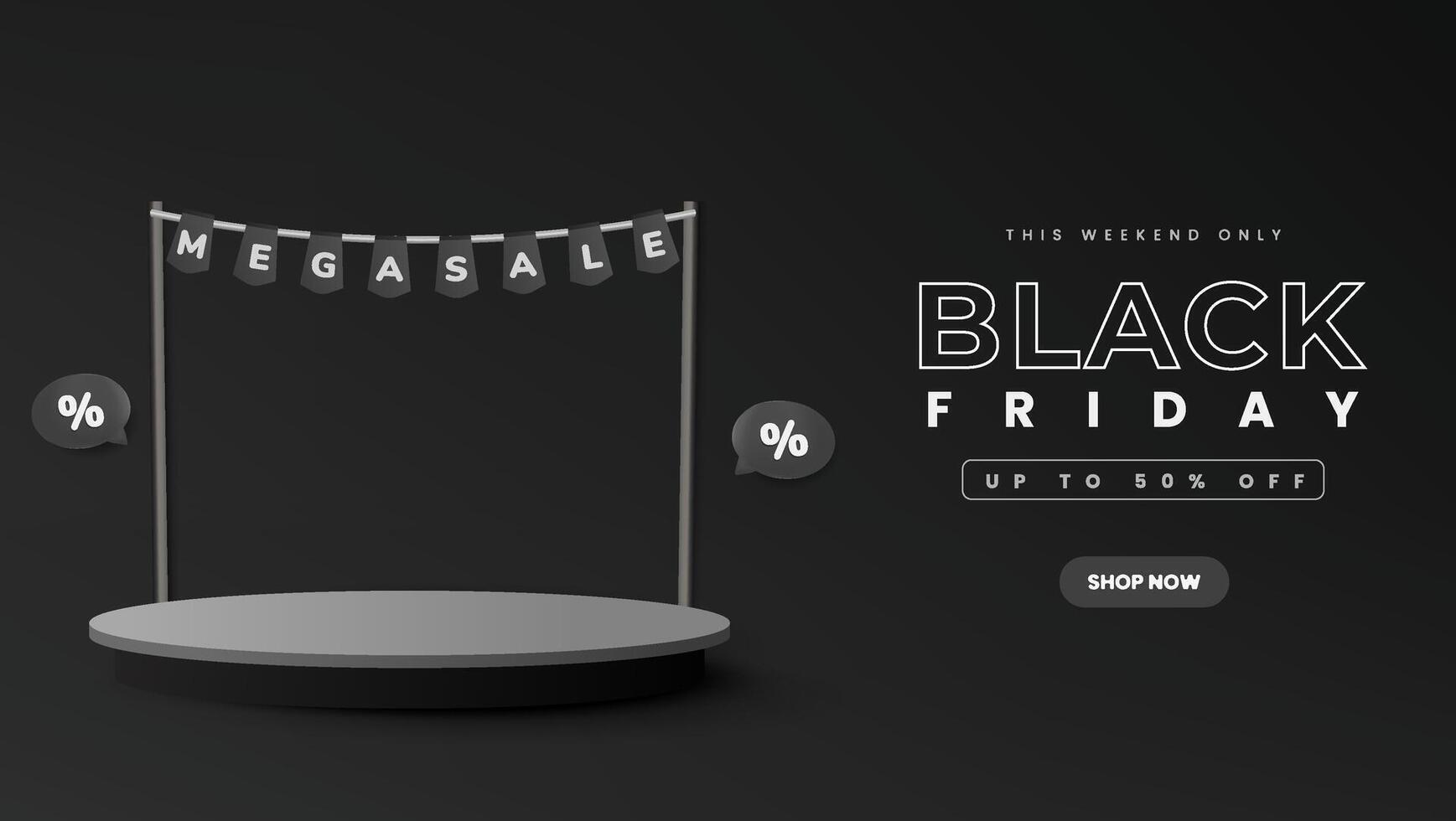 black friday background with gift box and podium show realistic 3d illustration suitable for advertising, banner, displaying your products vector