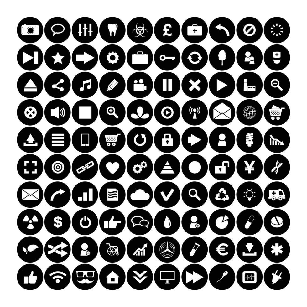 Universal icons Black Set vector